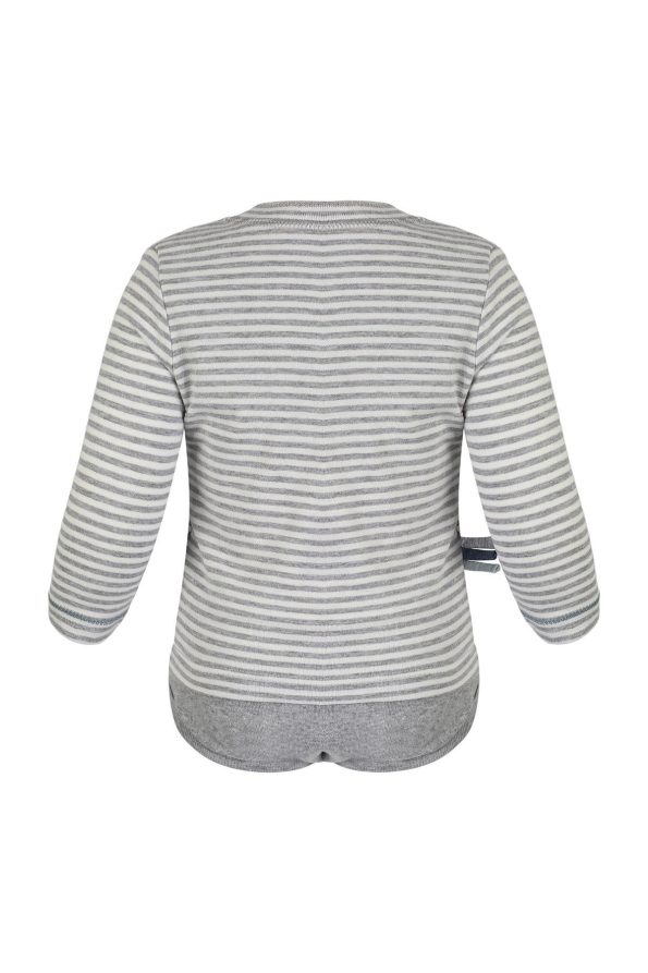OrganicEra Organic Long Sleeve Baby Bodysuit, Striped, Grey Melange