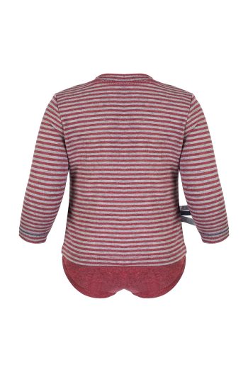 OrganicEra Organic Long Sleeve T-Shirt for Babies, Striped, Bordeaux Melange