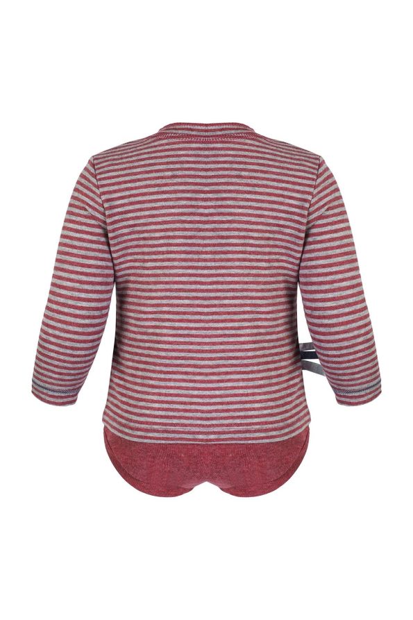 OrganicEra Organic Long Sleeve T-Shirt for Babies, Striped, Bordeaux Melange
