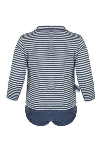 OrganicEra Organic Long Sleeve Baby Bodysuit, Striped, Indigo Melange