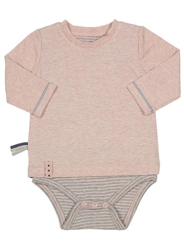 OrganicEra Organic Long Sleeve T-shirt Bodysuit, Rose Melange