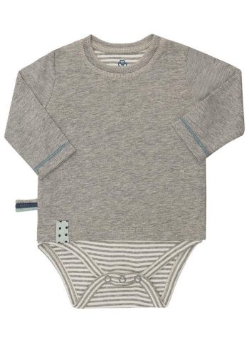 OrganicEra Organic Long Sleeve T-shirt Bodysuit, Grey Melange