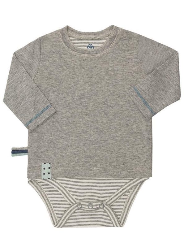OrganicEra Organic Long Sleeve T-shirt Bodysuit, Grey Melange