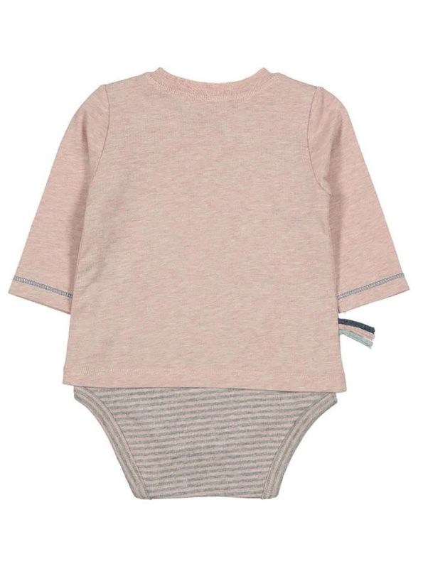OrganicEra Organic Long Sleeve T-shirt Bodysuit, Rose Melange