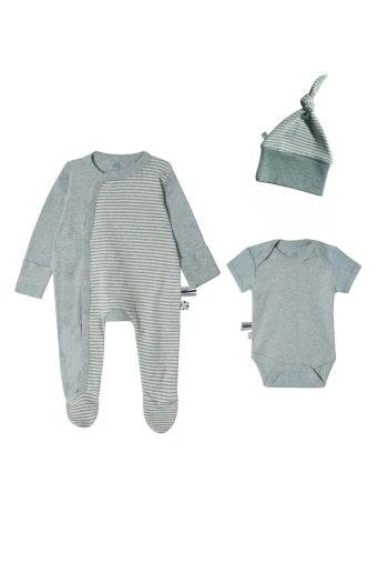 OrganicEra Organic Newborn Set - 3 Pieces, Aqua Melange