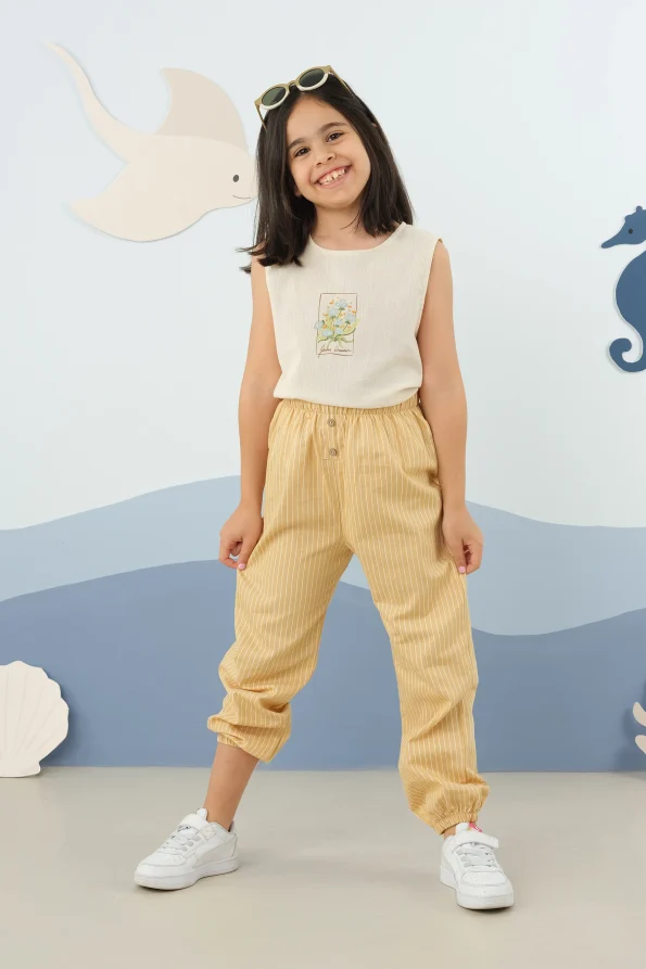 Elastic Cuff Mustard Trousers