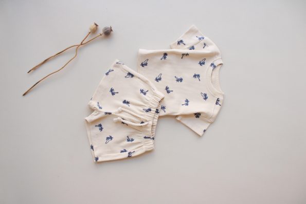 Palm Print Ribbed Shorts Set