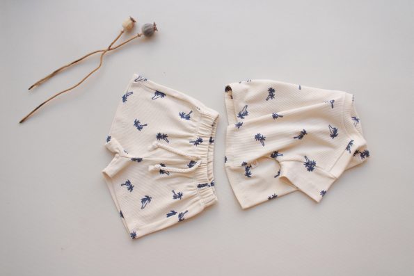 Palm Print Ribbed Shorts Set