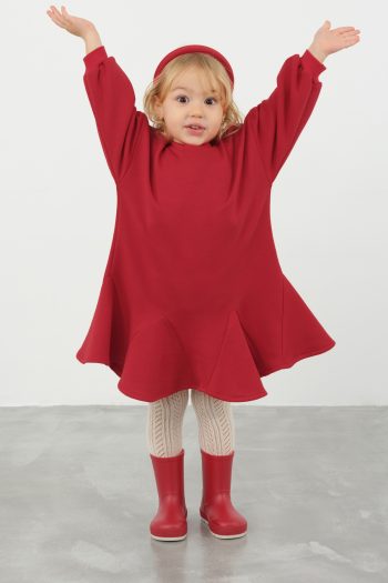 Color Block Sweat Dress Red