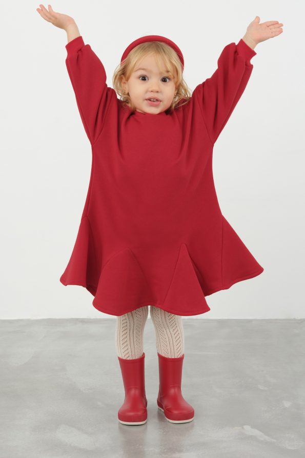 Color Block Sweat Dress Red
