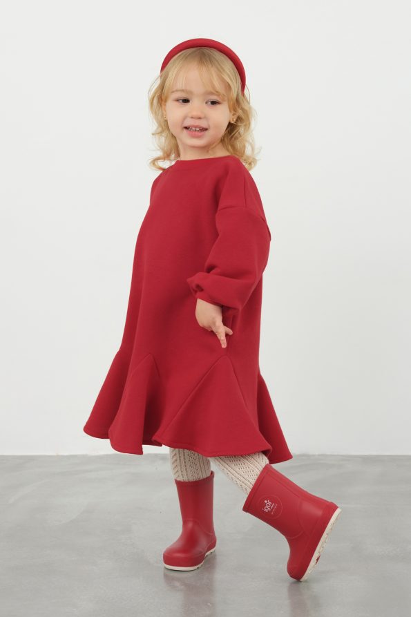 Color Block Sweat Dress Red