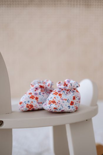 Baby Booties - Little Flowers / Red