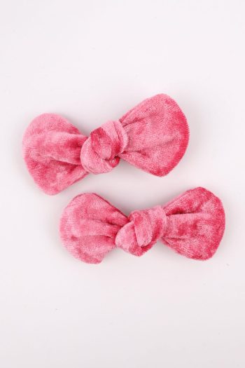 Pink Velvet Hair Clips for Girls