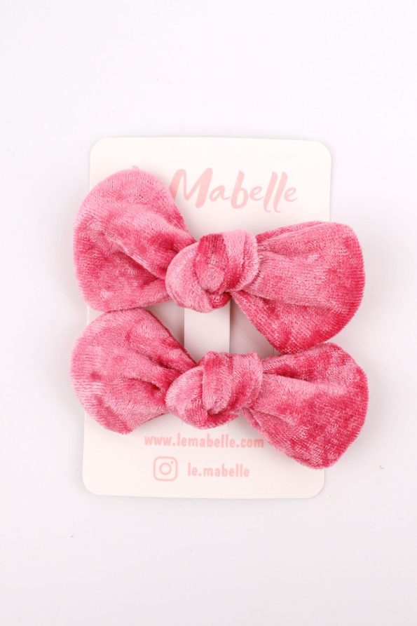 Pink Velvet Hair Clips for Girls
