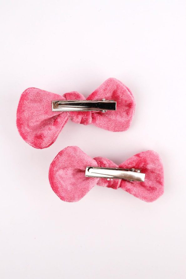 Pink Velvet Hair Clips for Girls