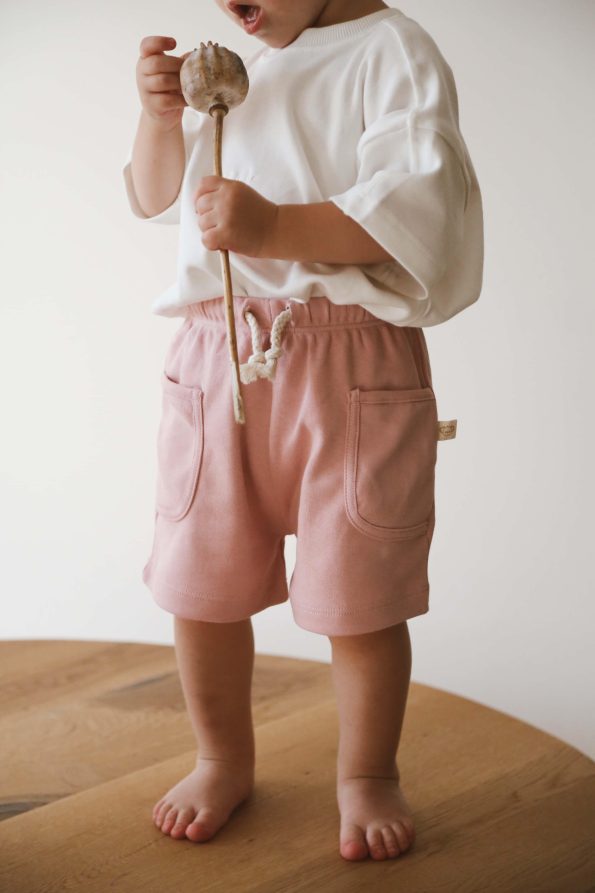Pink Basic Pocket Kids Shorts