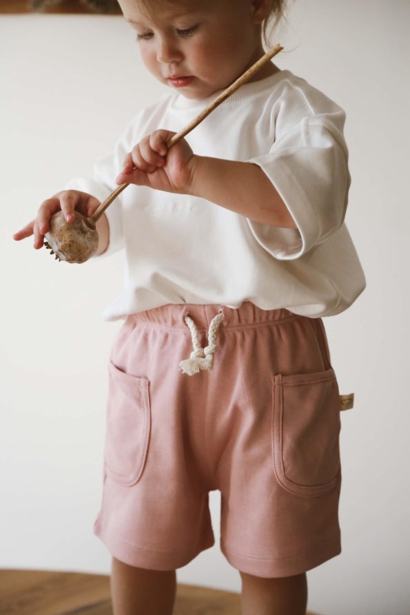Pink Basic Pocket Kids Shorts