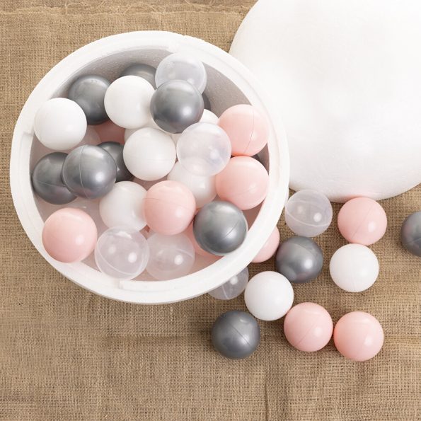 Pink-Silver-White-Transparent Pool Balls Pack of 50, 7 cm