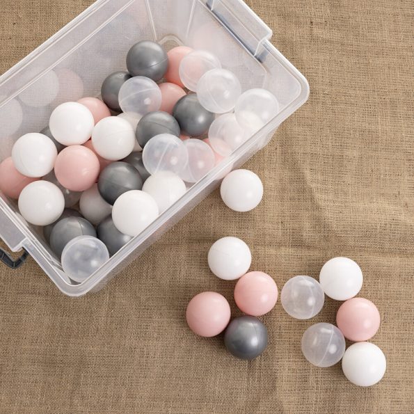 Pink-Silver-White-Transparent Pool Balls Pack of 50, 7 cm