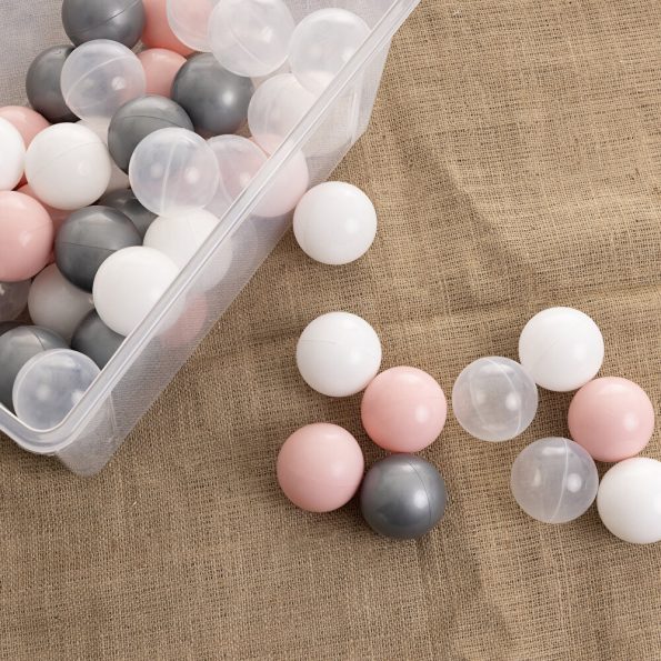 Pink-Silver-White-Transparent Pool Balls Pack of 50, 7 cm