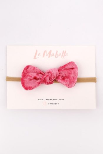 Pink Velvet Bow Headband for Girls