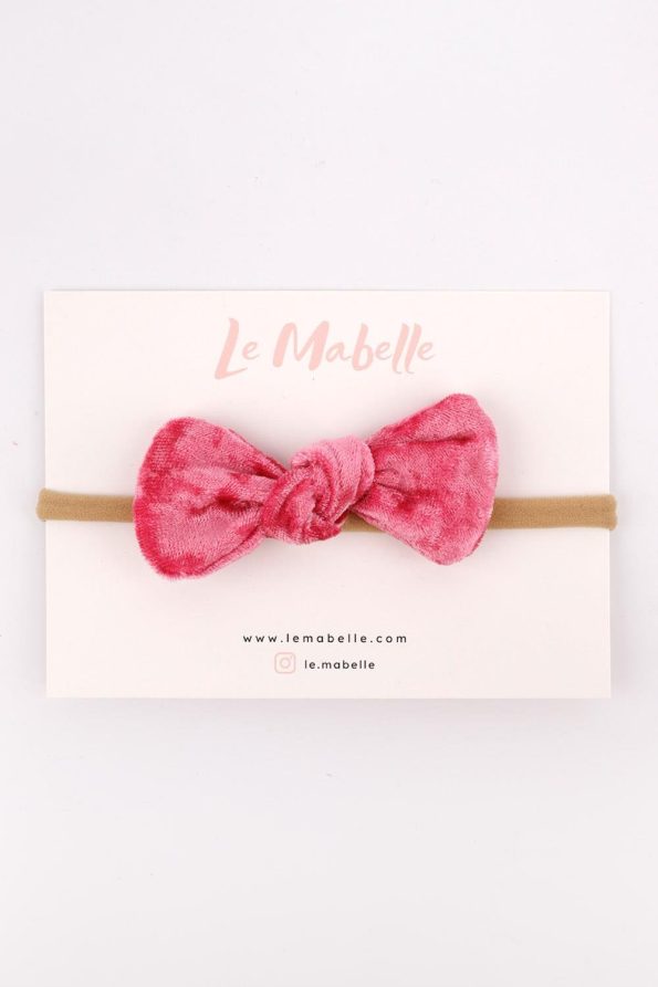 Pink Velvet Bow Headband for Girls