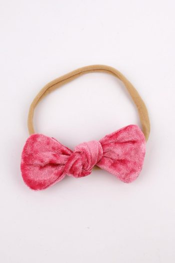 Pink Velvet Bow Headband for Girls