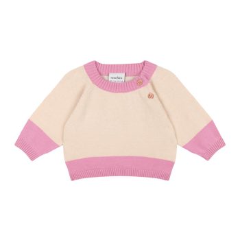 Pink Contrast Cream Knit Set