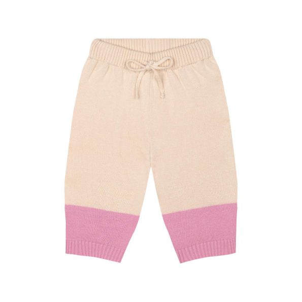 Pink Contrast Cream Knit Set