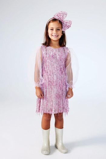 Pink Sequin Fringed Dress for Girls - Emery