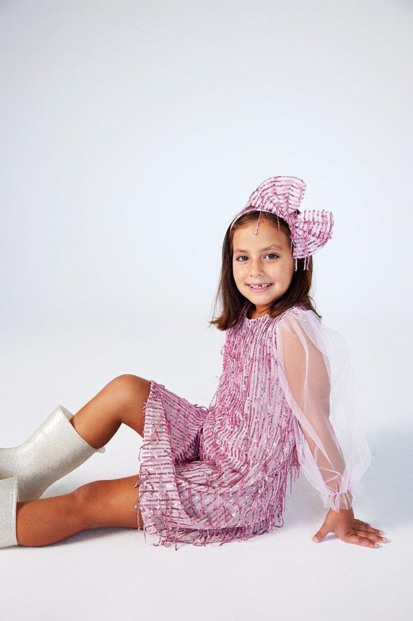 Pink Sequin Fringed Dress for Girls - Emery