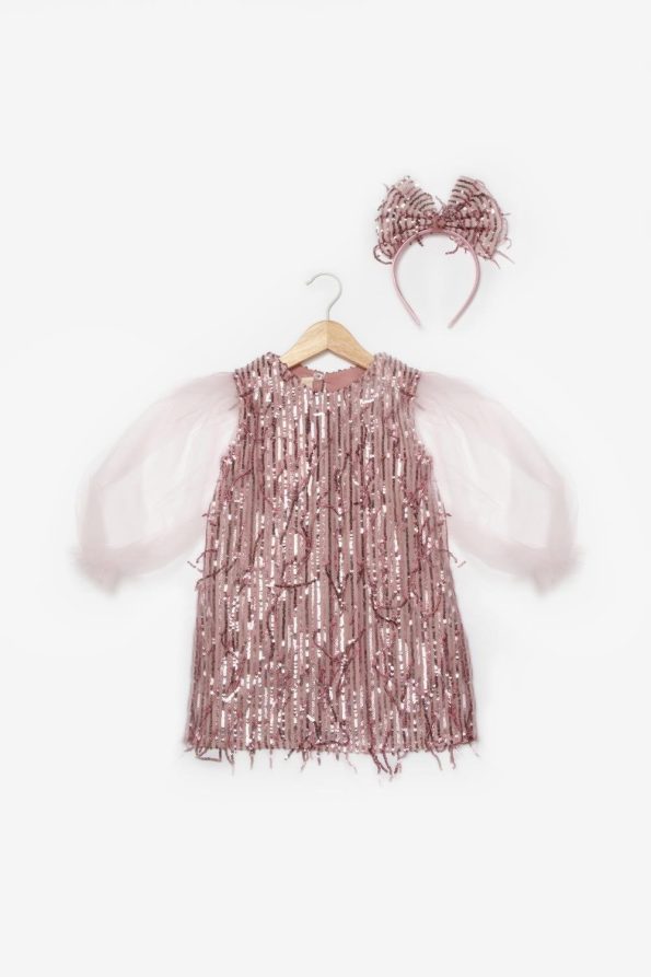 Pink Sequin Fringed Dress for Girls - Emery
