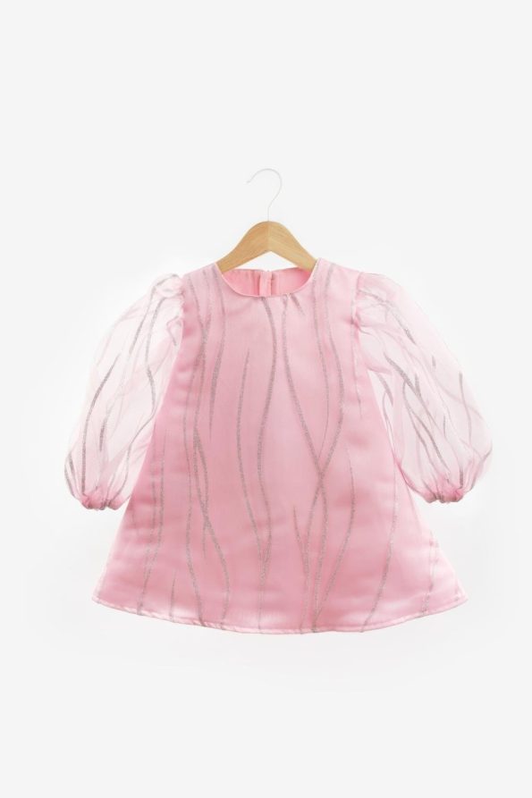 Pink Glitter Detail Girls Dress - Corrine