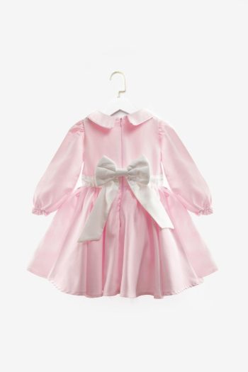 Pink Long Sleeve Flower Embroidered Dress for Girls - Rina