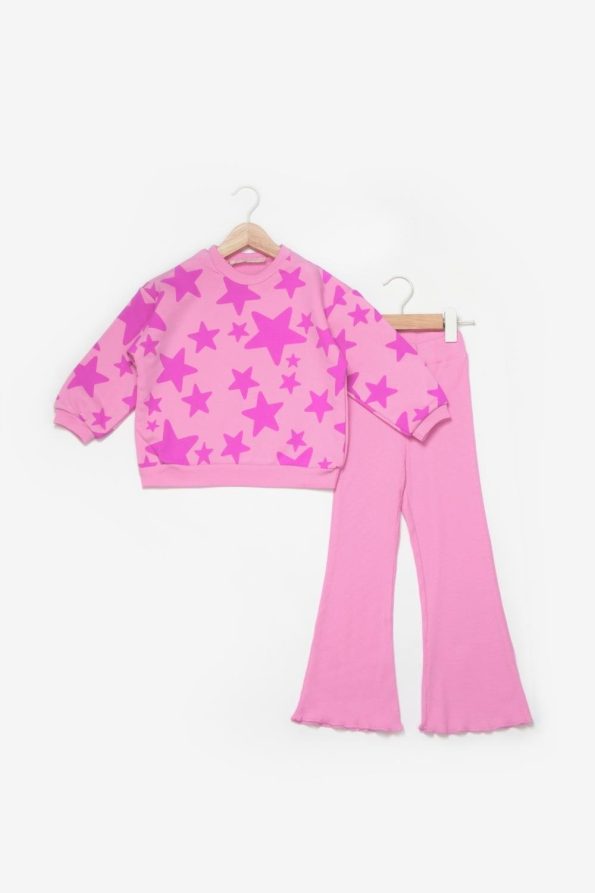 Pink Star Pattern Girls' Tracksuit - Gemma