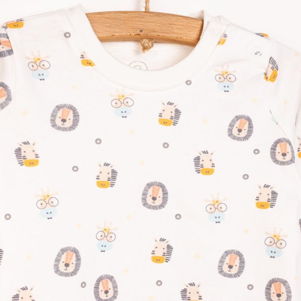 Boys' Interlock Pijama Set with Snap-Button Bicycle Neck in Dark Yellow