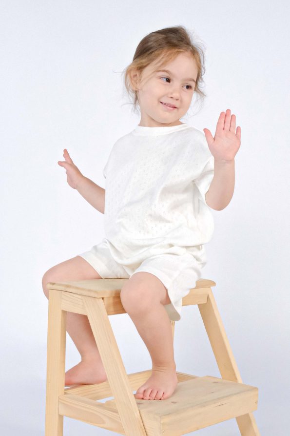 Organic Cotton Pointel Baby Ecru Short Set