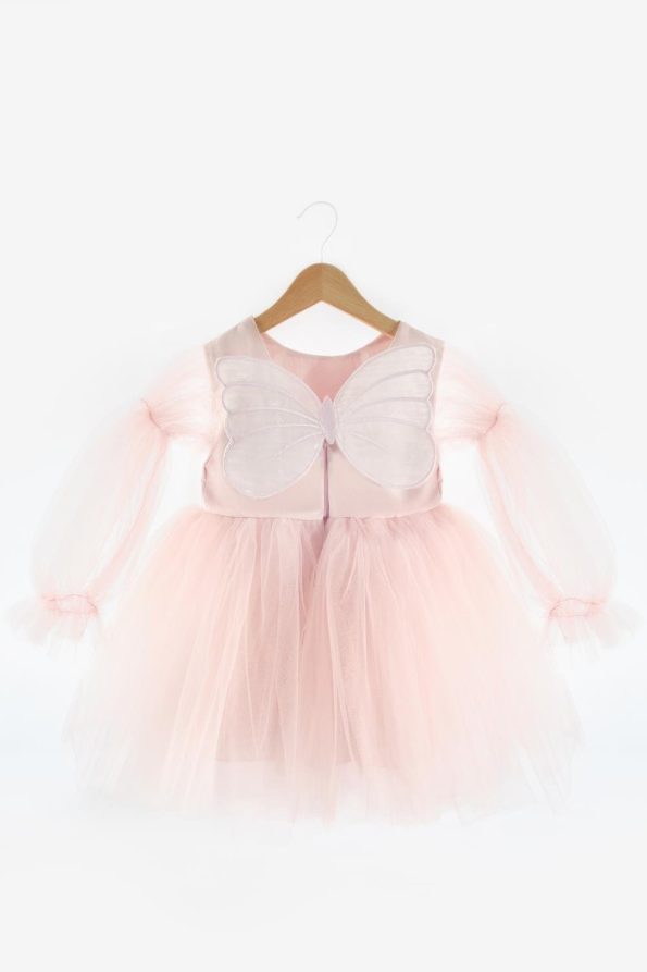Powder Pink Butterfly Wing Girls Dress - Kate