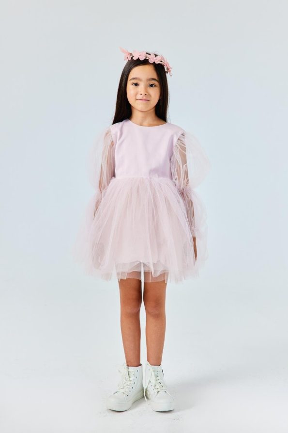 Powder Pink Butterfly Wing Girls Dress - Kate