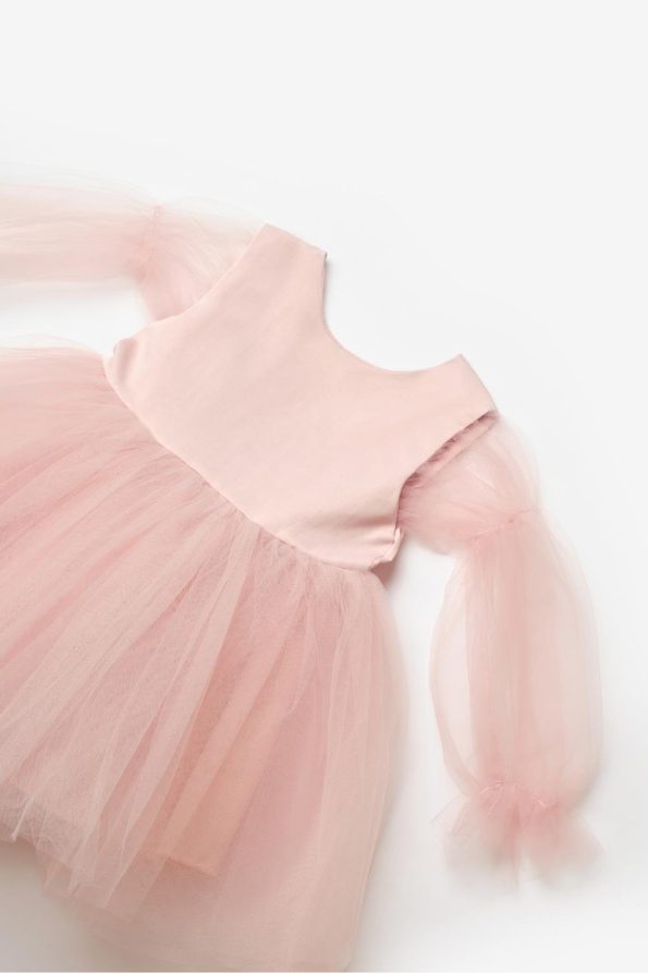 Powder Pink Butterfly Wing Girls Dress - Kate