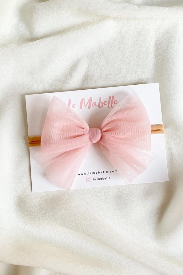 Powder Tulle Bow Headband