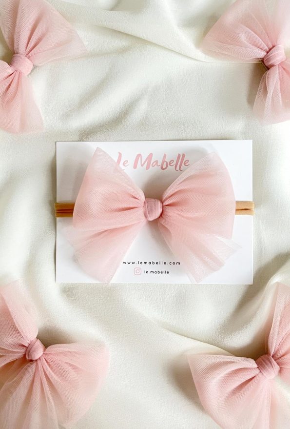 Powder Tulle Bow Headband