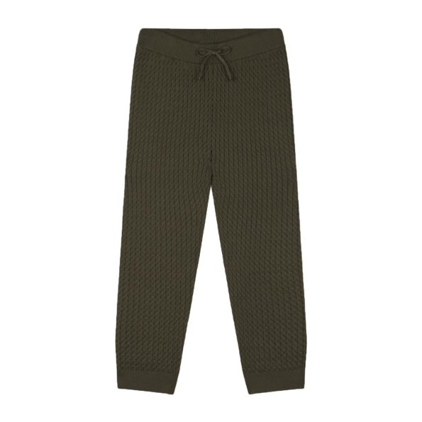 Compass Embroidered Olive Herringbone Sweater and Pants Set