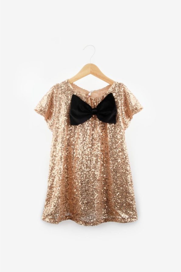 Rhea Glitter Bow Detail Girl's Dress