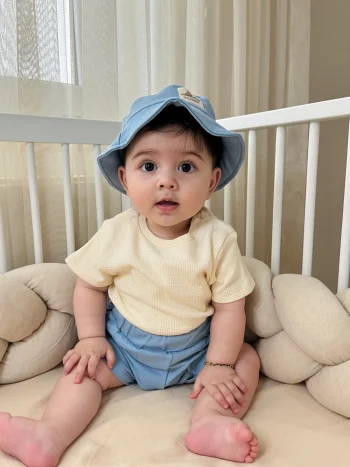 Safari Bucket Hat and Pocket Detail Waffle Fabric T-Shirt Shorts Set