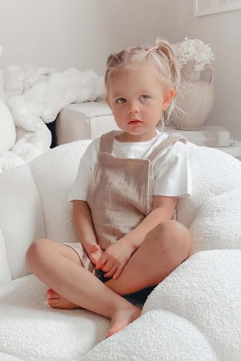 Organic Cotton Muslin Baby Beige Short Overalls