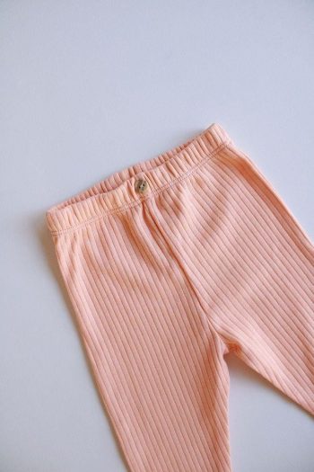 Peach Ribbed Baby Leggings