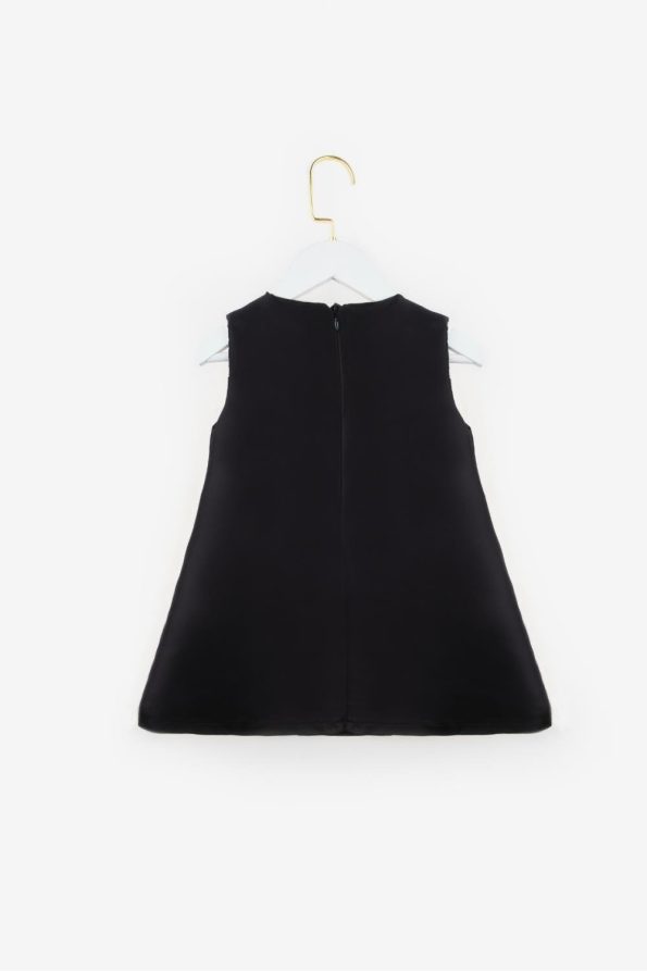 Black Dress with Rose Detail for Girls - Paola