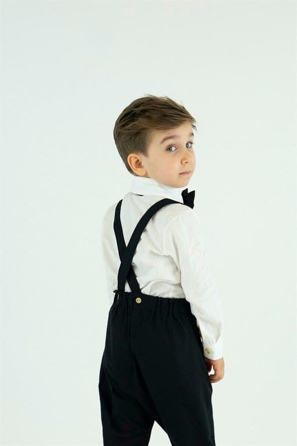 Black Harem Jumpsuit + Shirt Bow Tie
