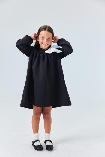 Black Dress with Bow Detail for Girls - Leah